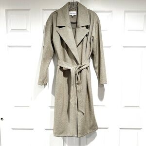 NWOT Elizabeth & James Women's Herringbone Long Belted Coat